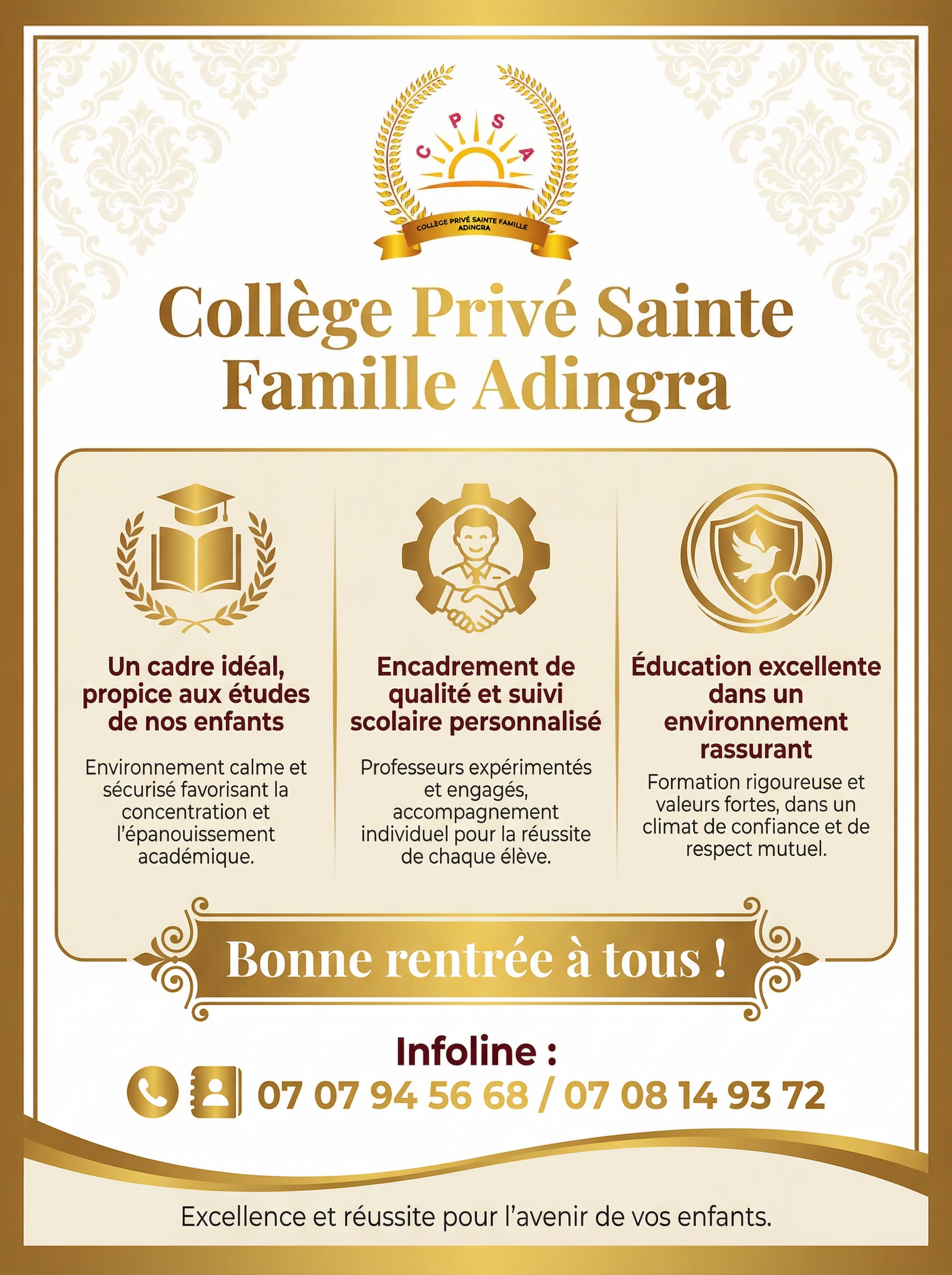 Flyer Collège Privé Sainte Famille Adingra